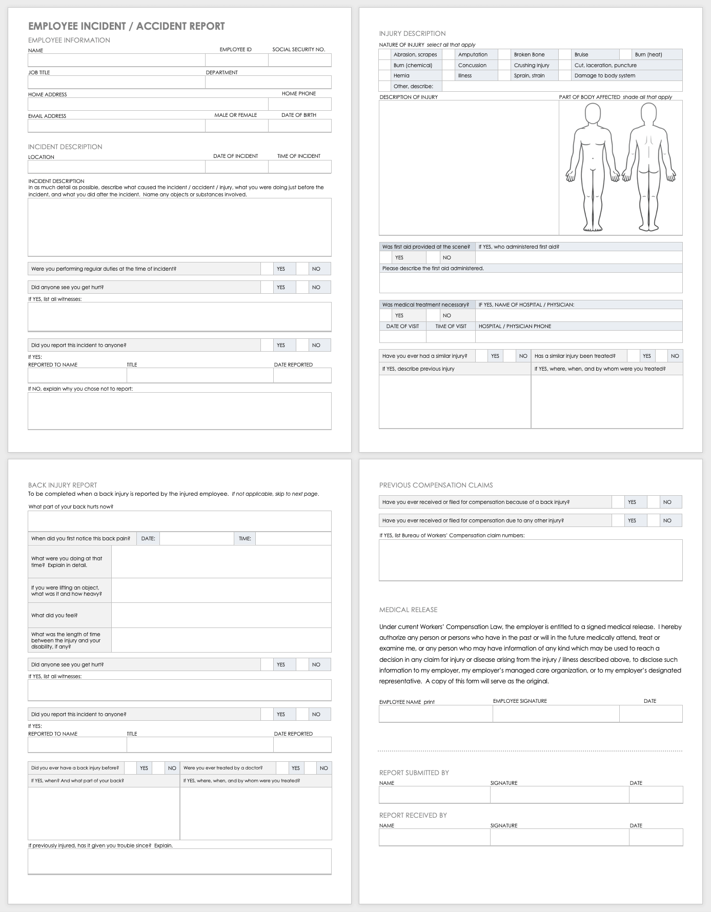 Employee Incident Accident Report Template