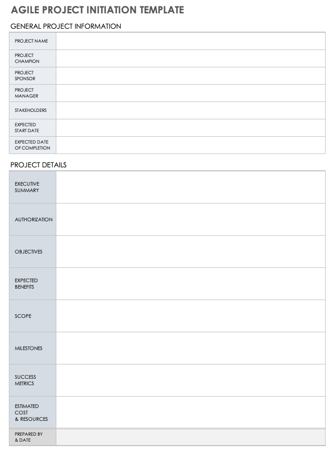 Agile Project Initiation Template