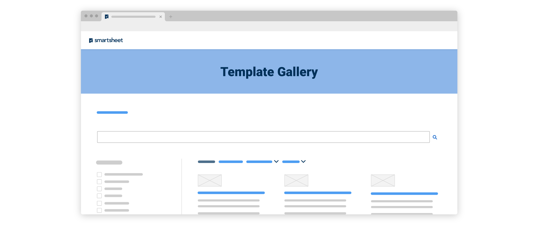 Template gallery on the Smartsheet website