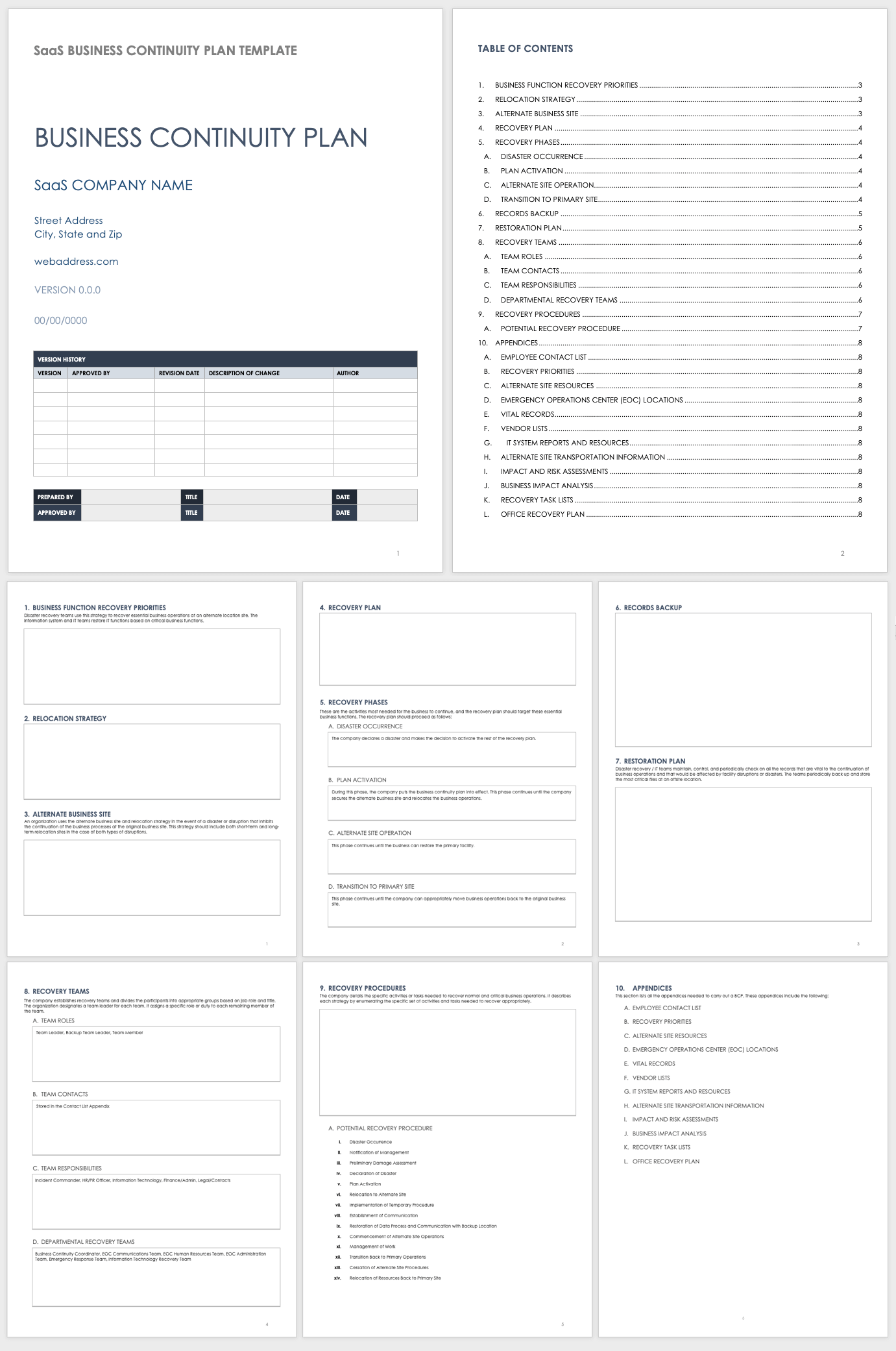 SaaS Business Continuity Plan Template