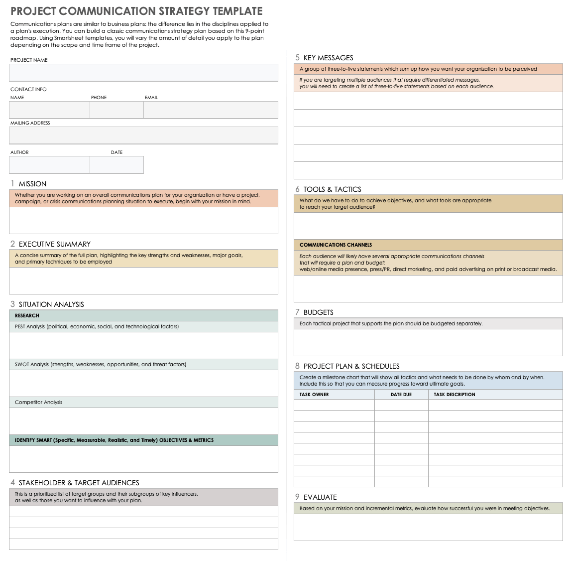 Project Communication Strategy Template