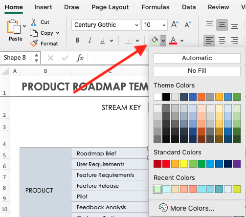 Change Workstream Colors