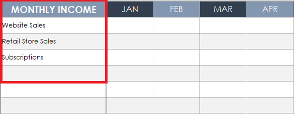 Input monthly income