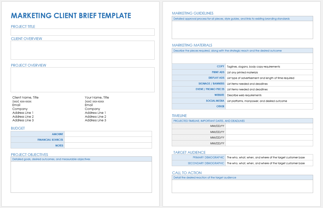 Marketing Client Brief Template