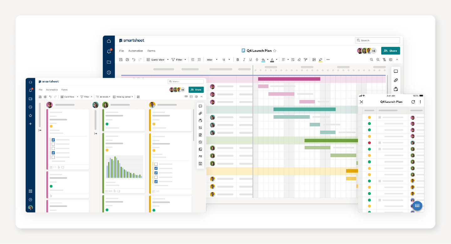 Overlapping views of production scheduling software.