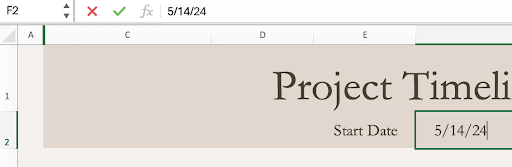 Excel template project timeline start date