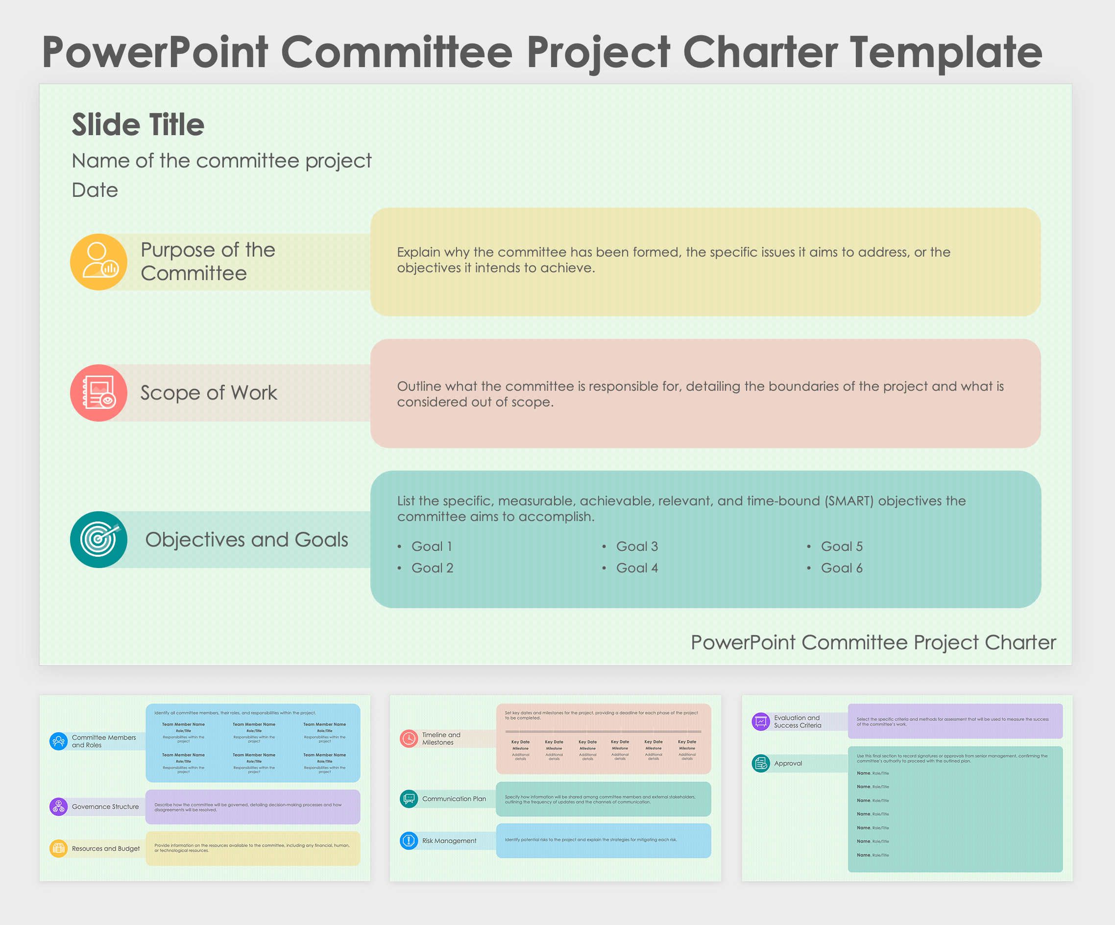 PowerPoint Committee Project Charter Template Screenshot