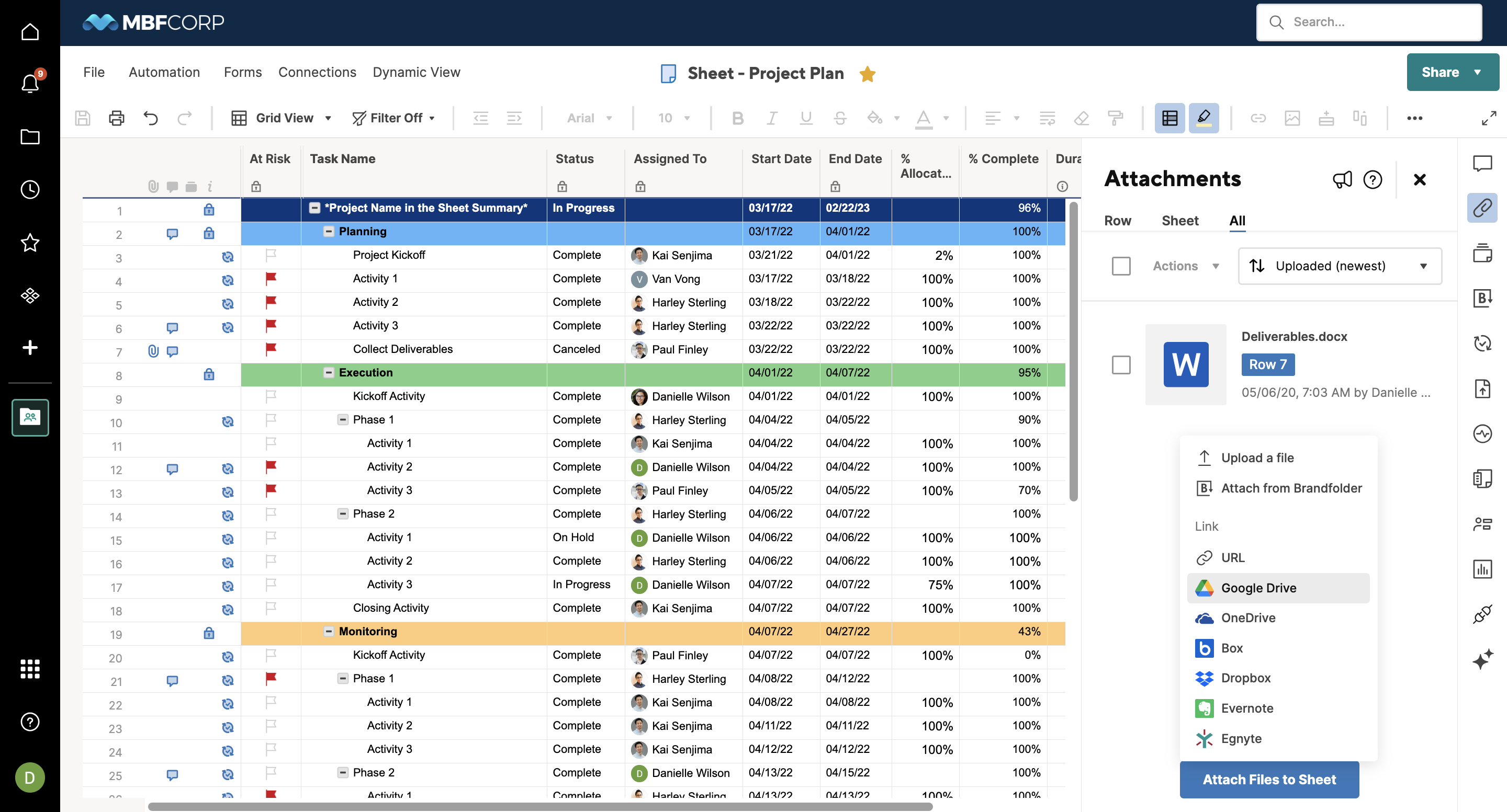 Smartsheet for Google Drive