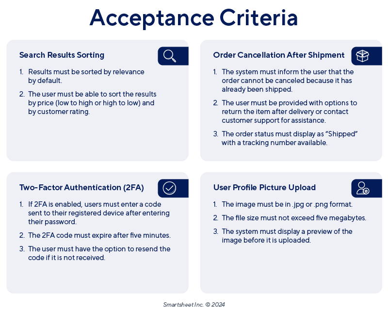 Acceptance Criteria Basic Examples