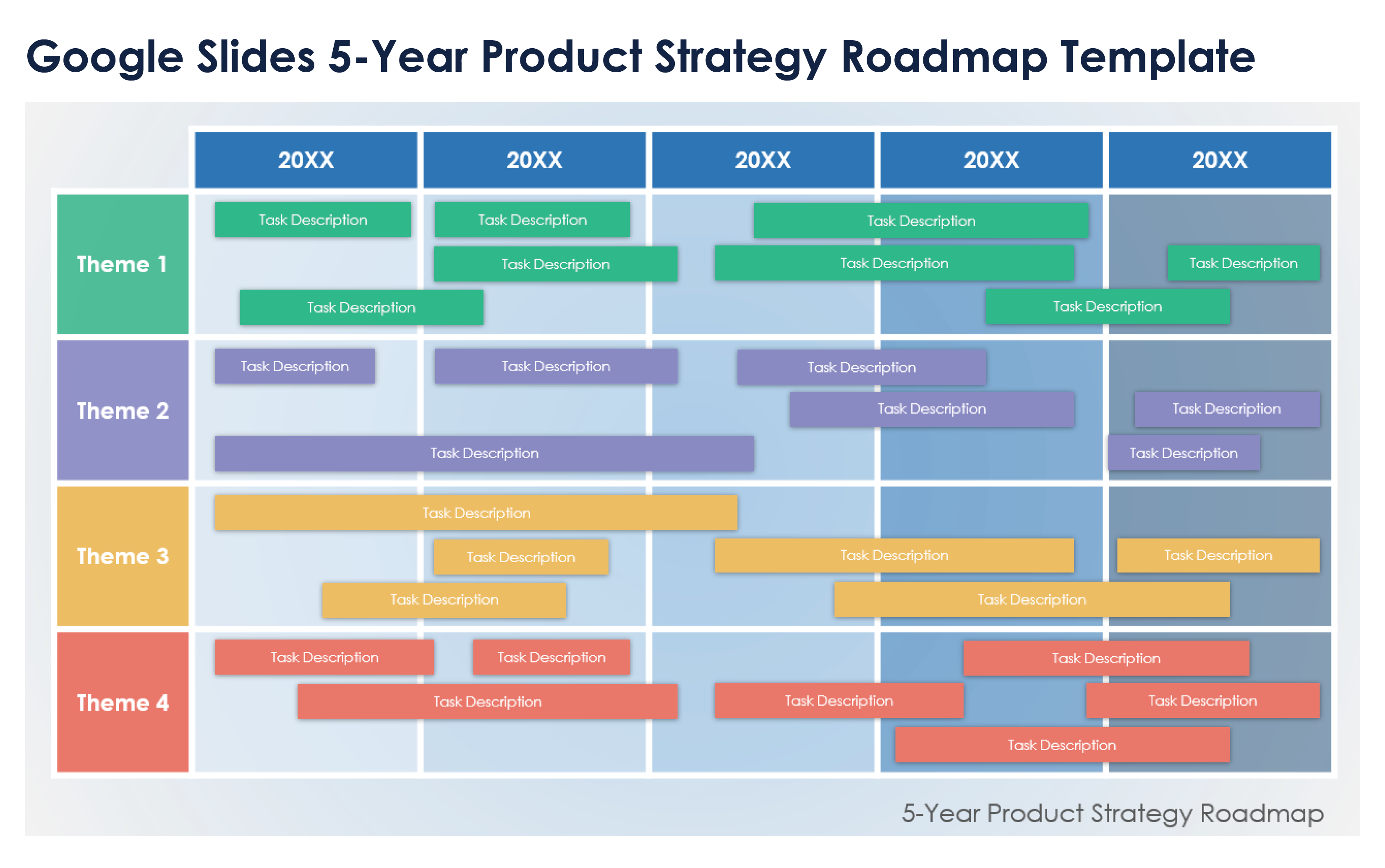 Google Slides 5 Year Product Strategy Roadmap Template