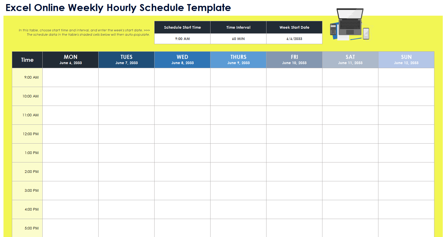 Online Weekly Hourly Schedule Template