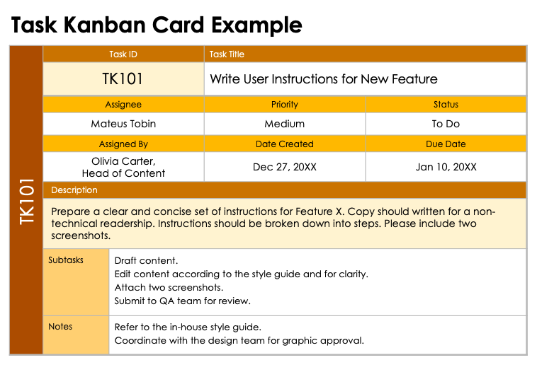 Task Kanban Card Example