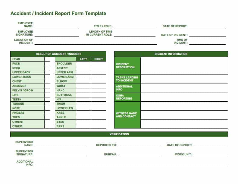 Accident Incident Report Template