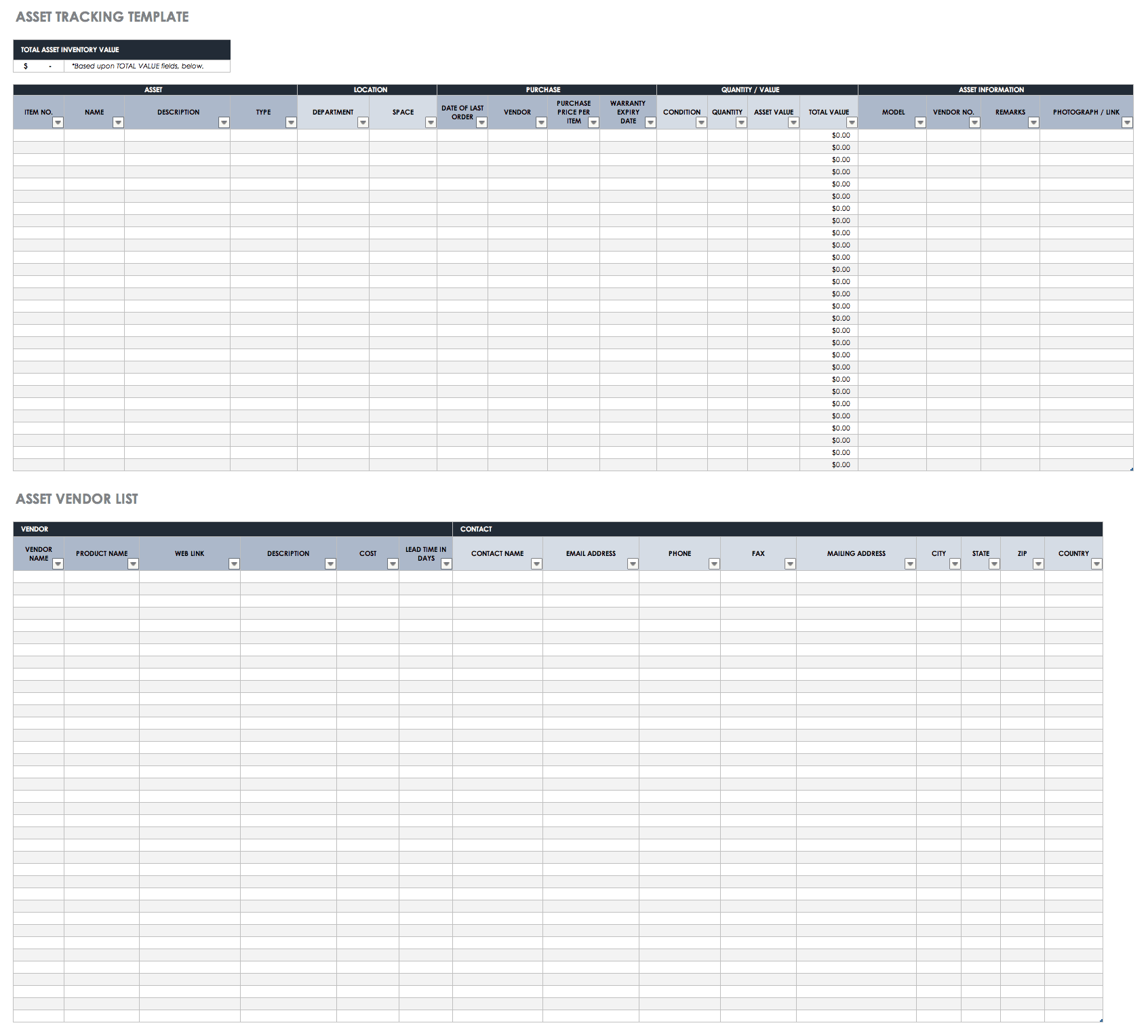 Asset Tracking Template