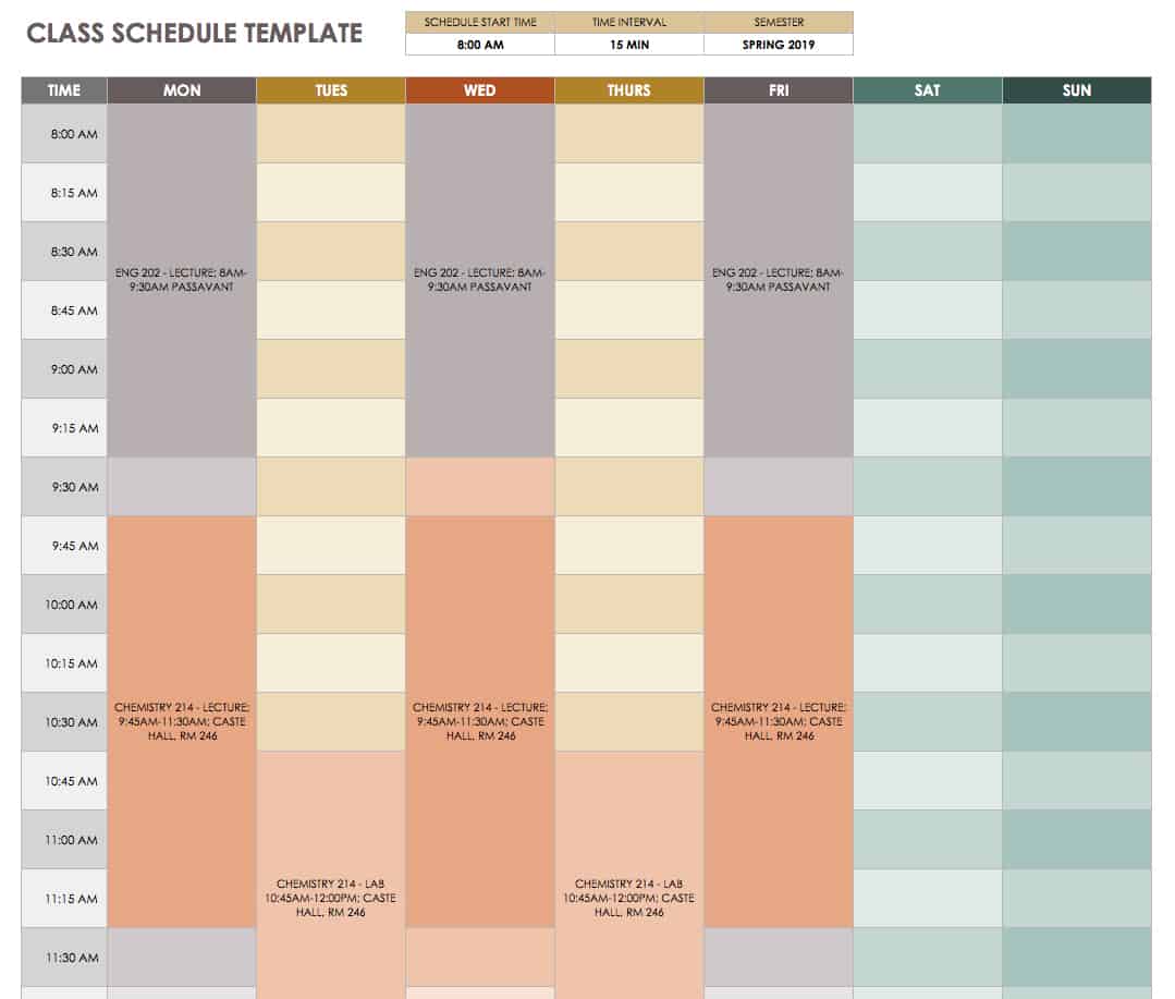 Class Schedule Template