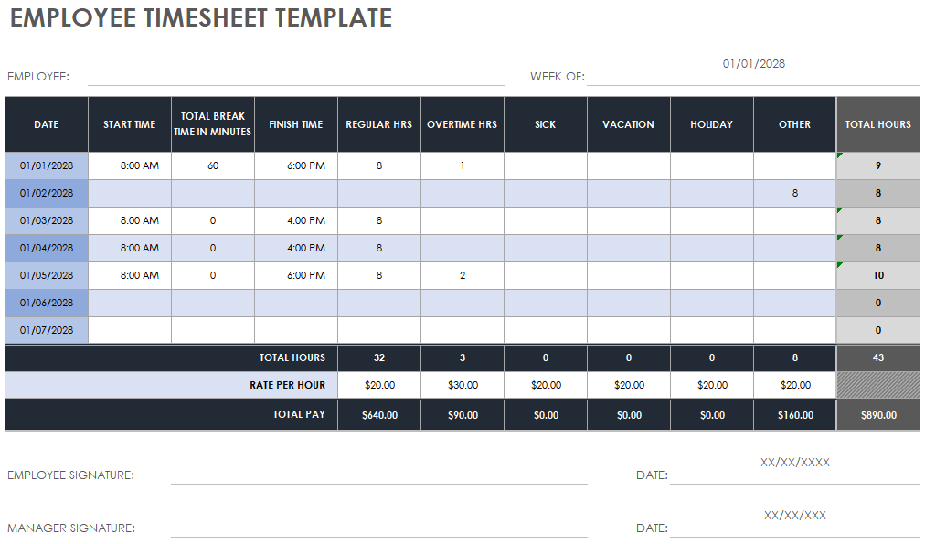 Employee Timesheet Template