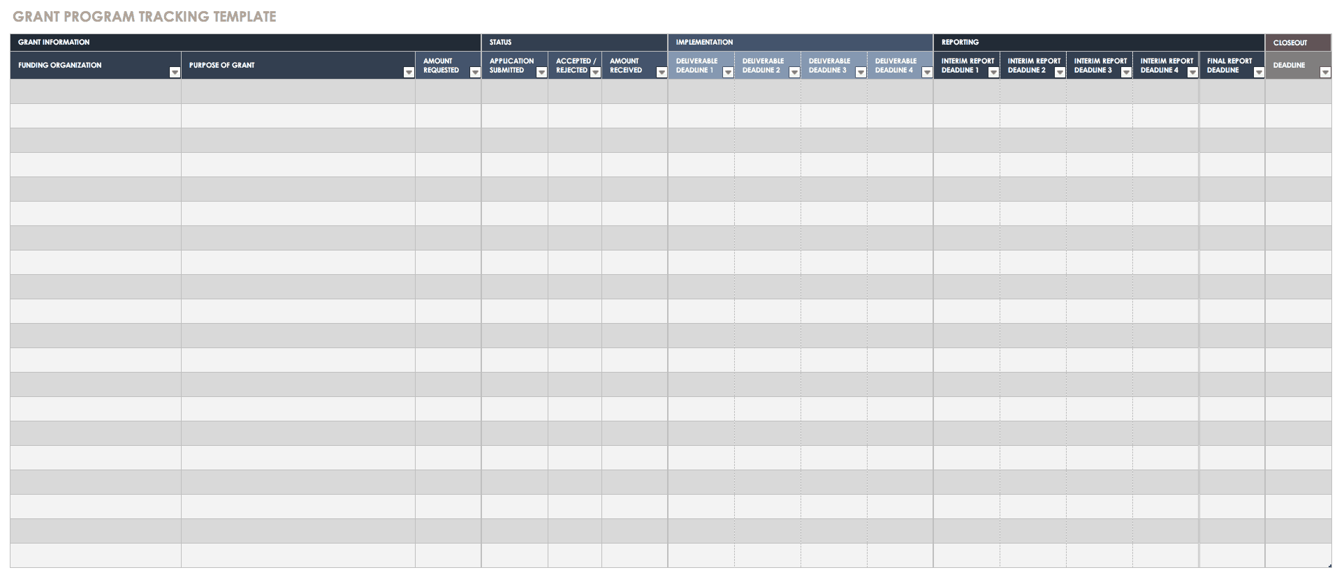 Grant Program Tracking Template