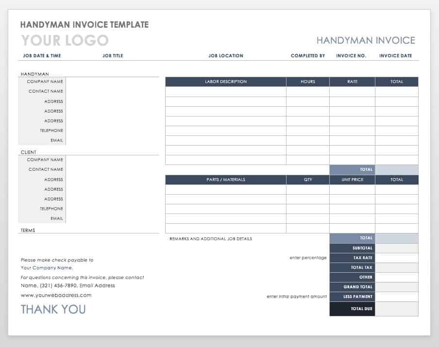 Handyman Invoice Template