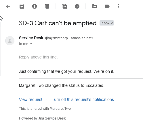Jira Ticketing Request Email Confirmation