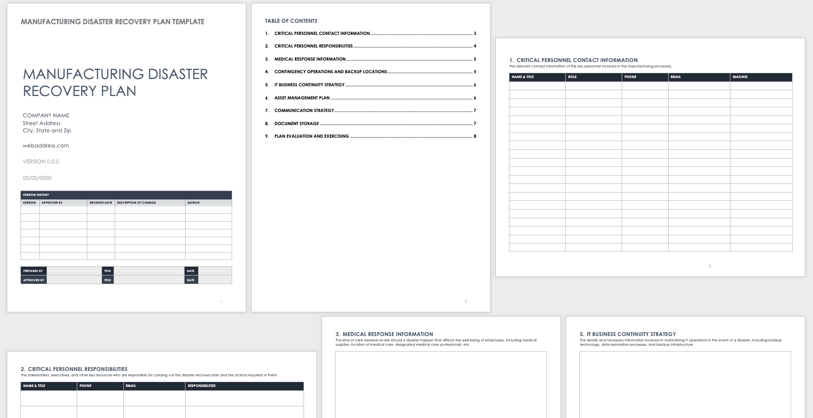 Manufacturing Disaster Recovery Plan Template