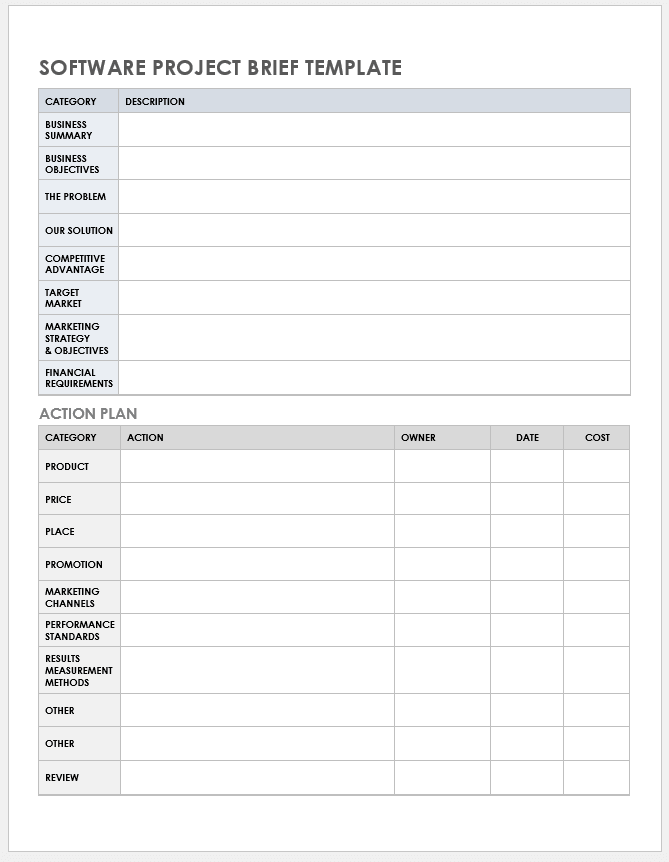 Software Project Brief Template