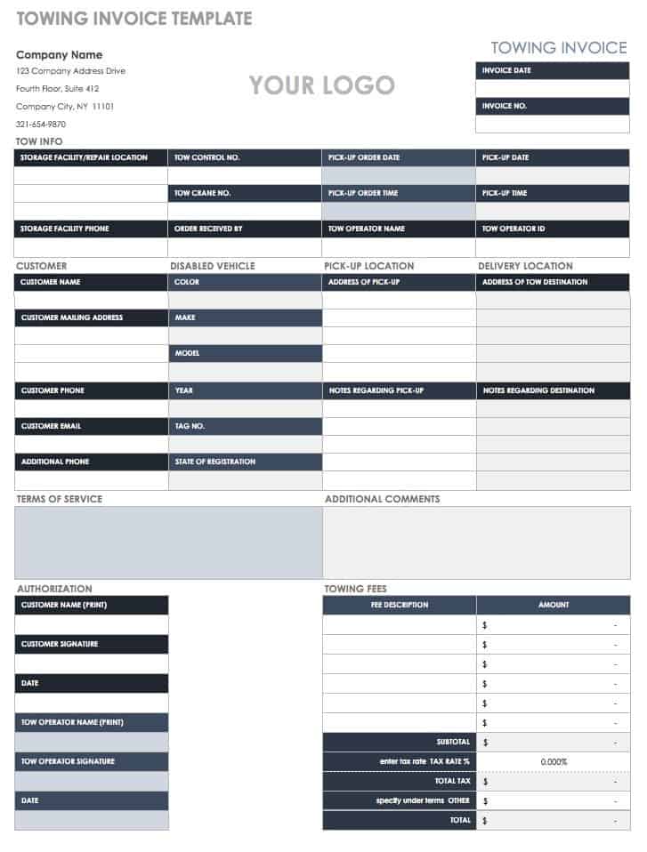 Towing Invoice Template