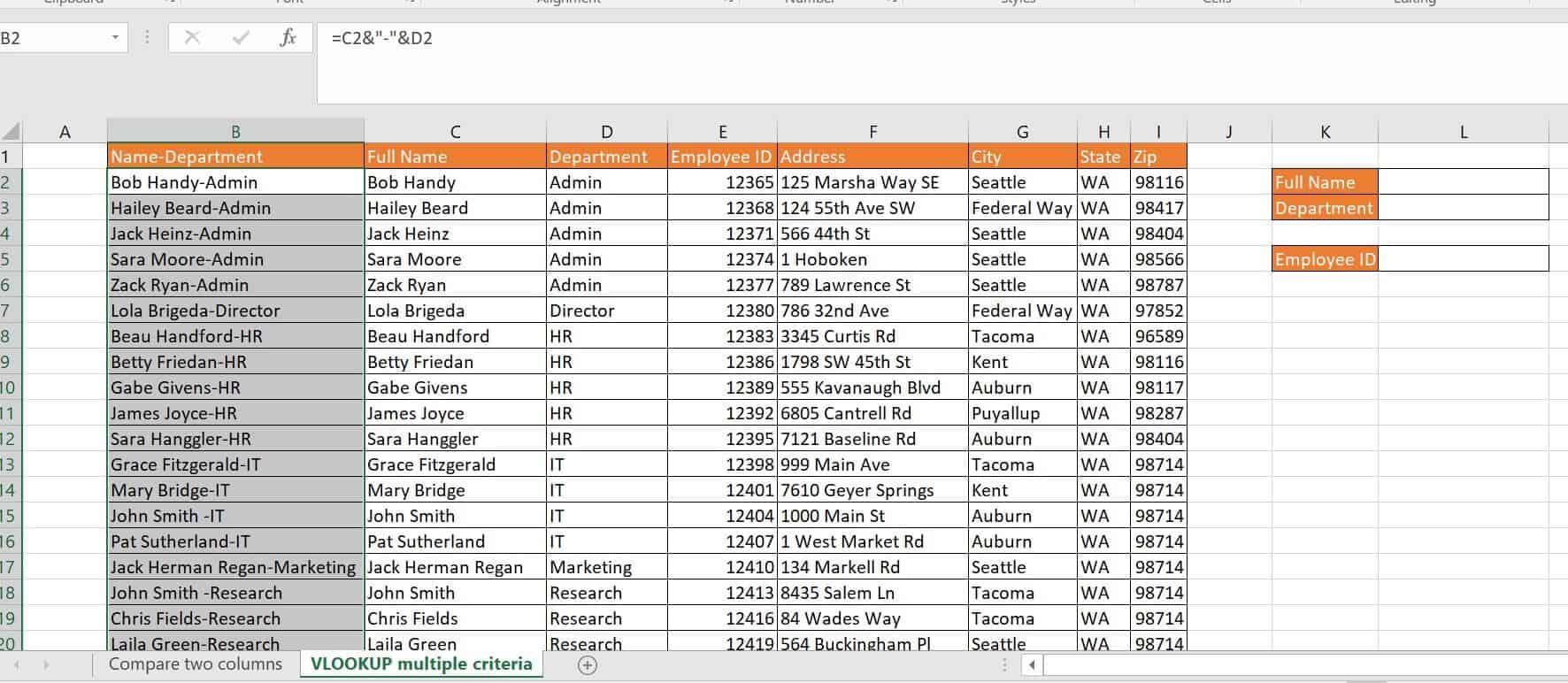 Vlookup multiple criteria data