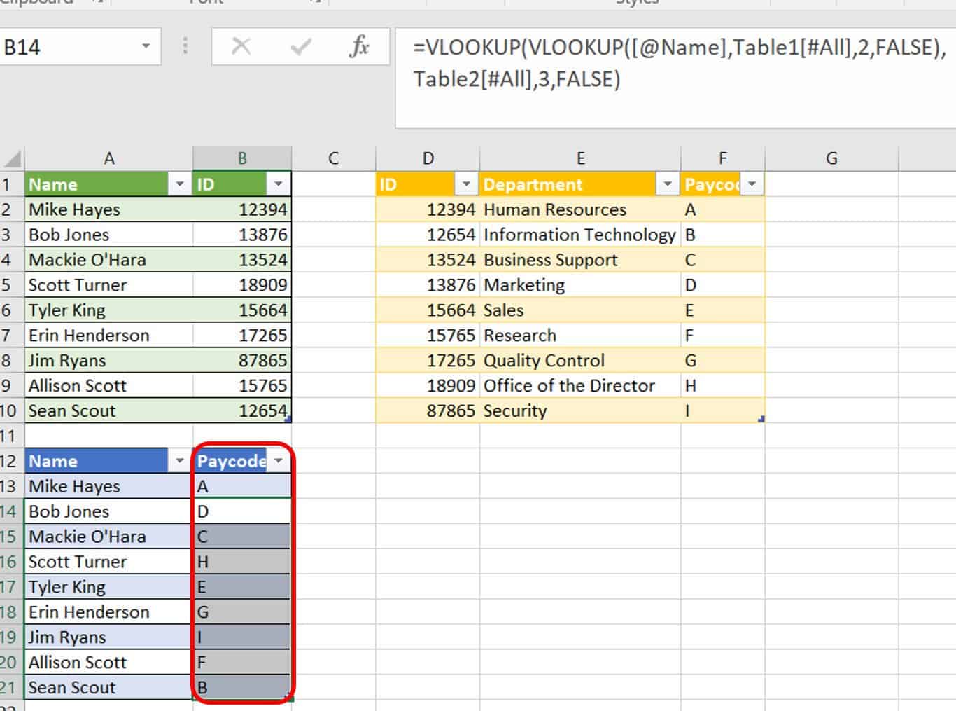 VLOOKUP multiple criteria formula example