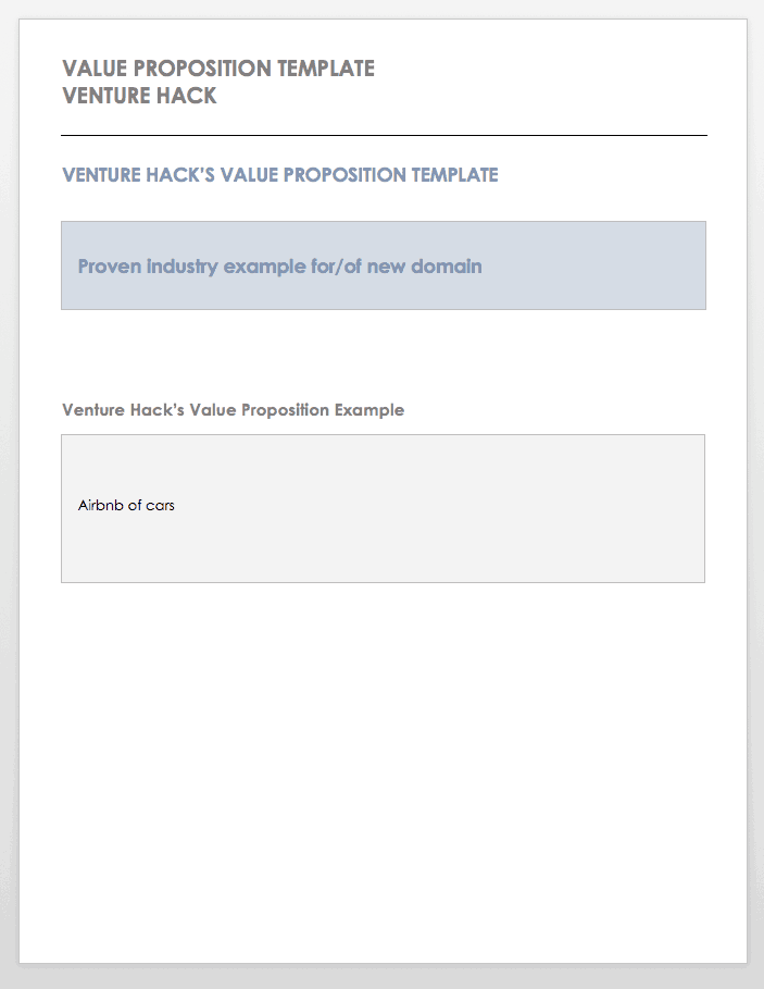 Positioning Statement Template Venture Hack