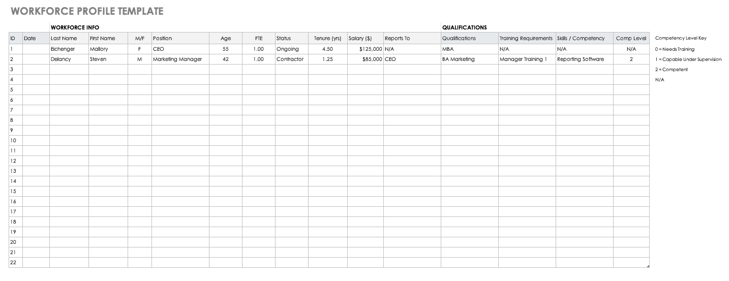 Workforce Profile Template