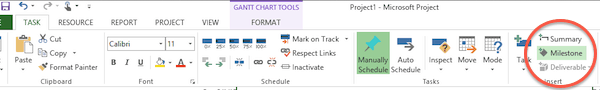 Add milestones Microsoft Project