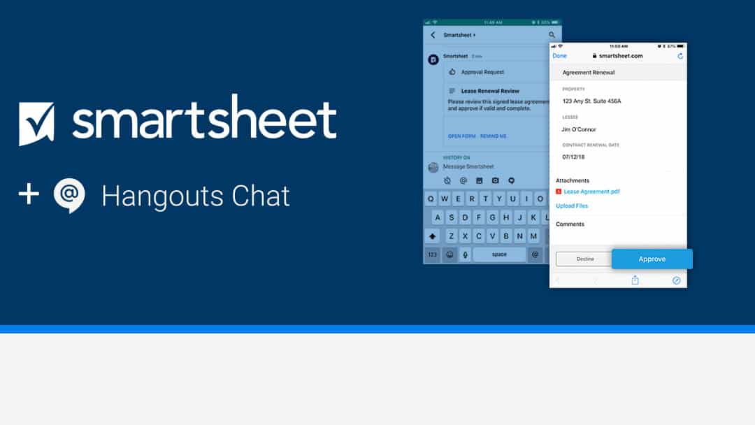 Smartsheet for Google's Hangouts Chat