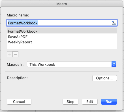 excel data automation run macro menu2