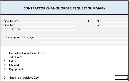 Contractor Change Order Template