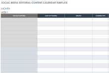 Social Media Editorial Calendar Template Example